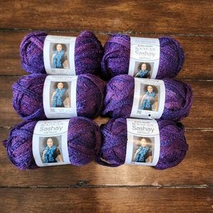 Red Heart Boutique Sashay Metallic Yarn Lot of 6 Amethyst